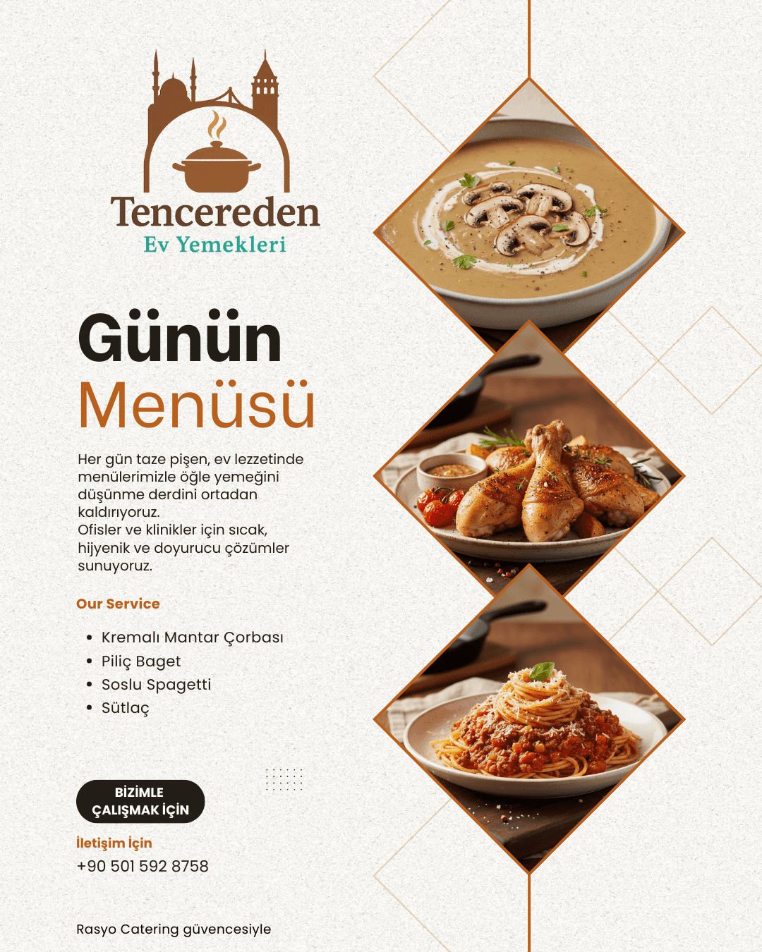 Mantar Çorbası, Piliç Baget, Spagetti